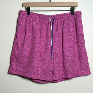 Southern Proper Mens XXL Pink Cocktail Print Swim Trunks Mesh Lined Board Shorts